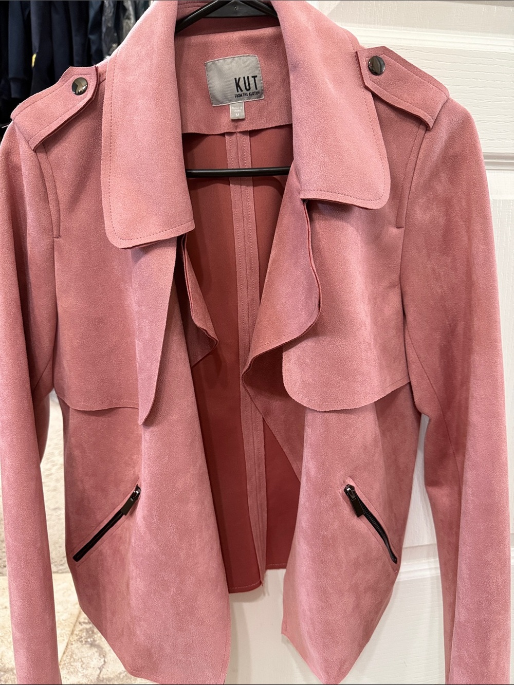 Kut from the Kloth Blush Suede Moto Jacket